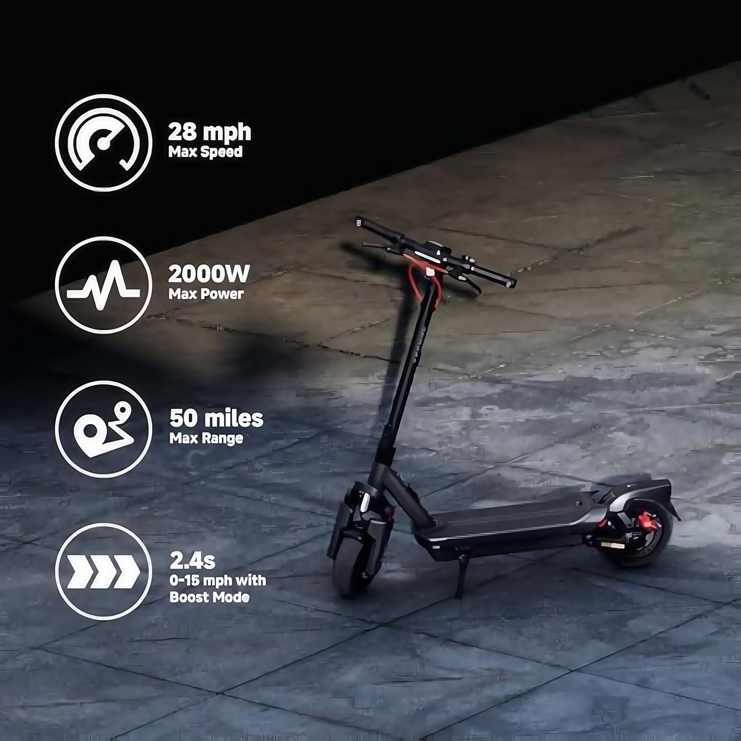 G3 – 50 Miles Long Range, 28mph Max Speed, Dual Suspension, 2000W Power, Smart TFT Display, Apple Find My, Fast Charging, Advanced Stability, 11-Inch Self-Sealing Tires – Ultimate Electric Scooter for Adults