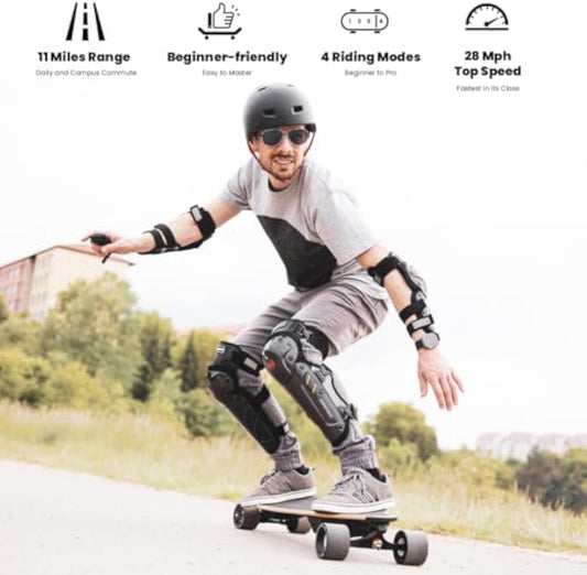MEEPO Campus V5 Series/Envy Electric Skateboard with Remote, Top Speed Up to 29 Mph, 4 Speed Smooth Braking, Easy Carry Handle Design, Suitable for Adults & Teens