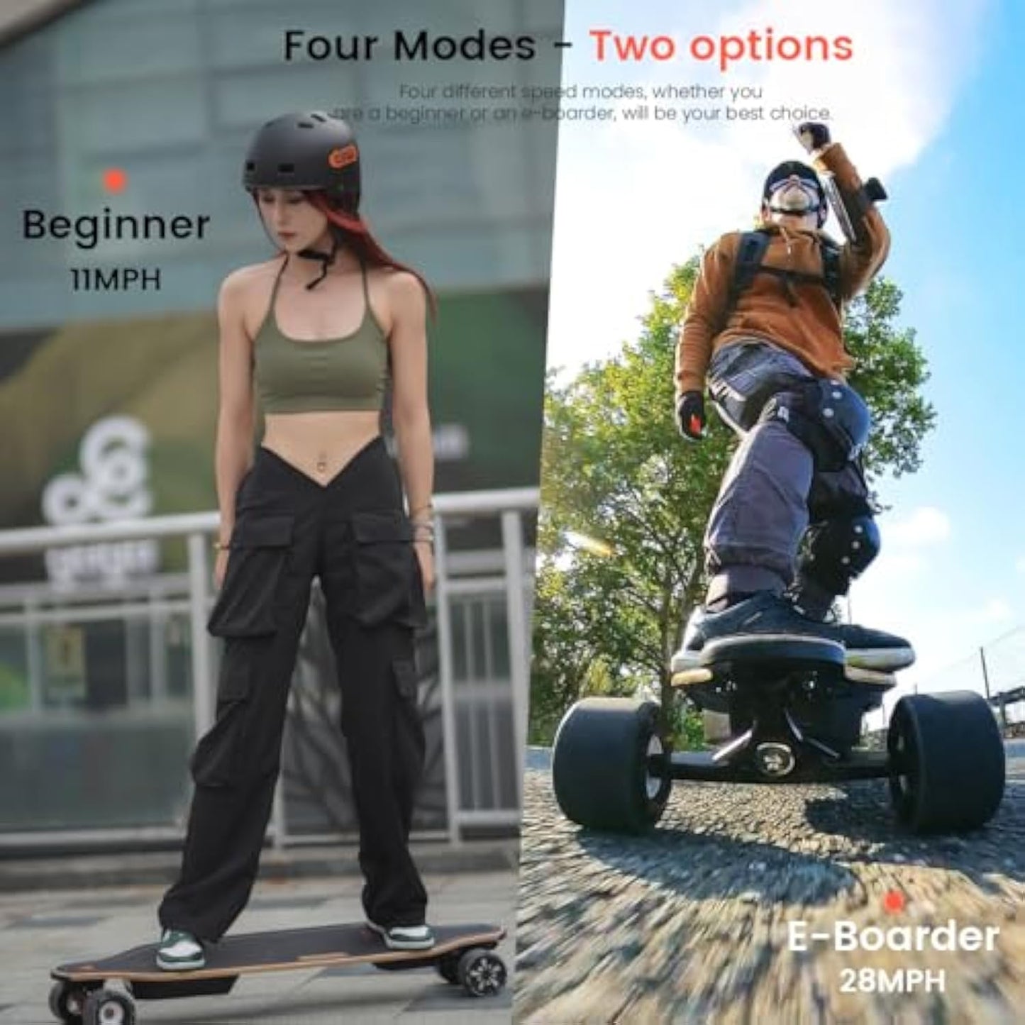 MEEPO Campus V5 Series/Envy Electric Skateboard with Remote, Top Speed Up to 29 Mph, 4 Speed Smooth Braking, Easy Carry Handle Design, Suitable for Adults & Teens