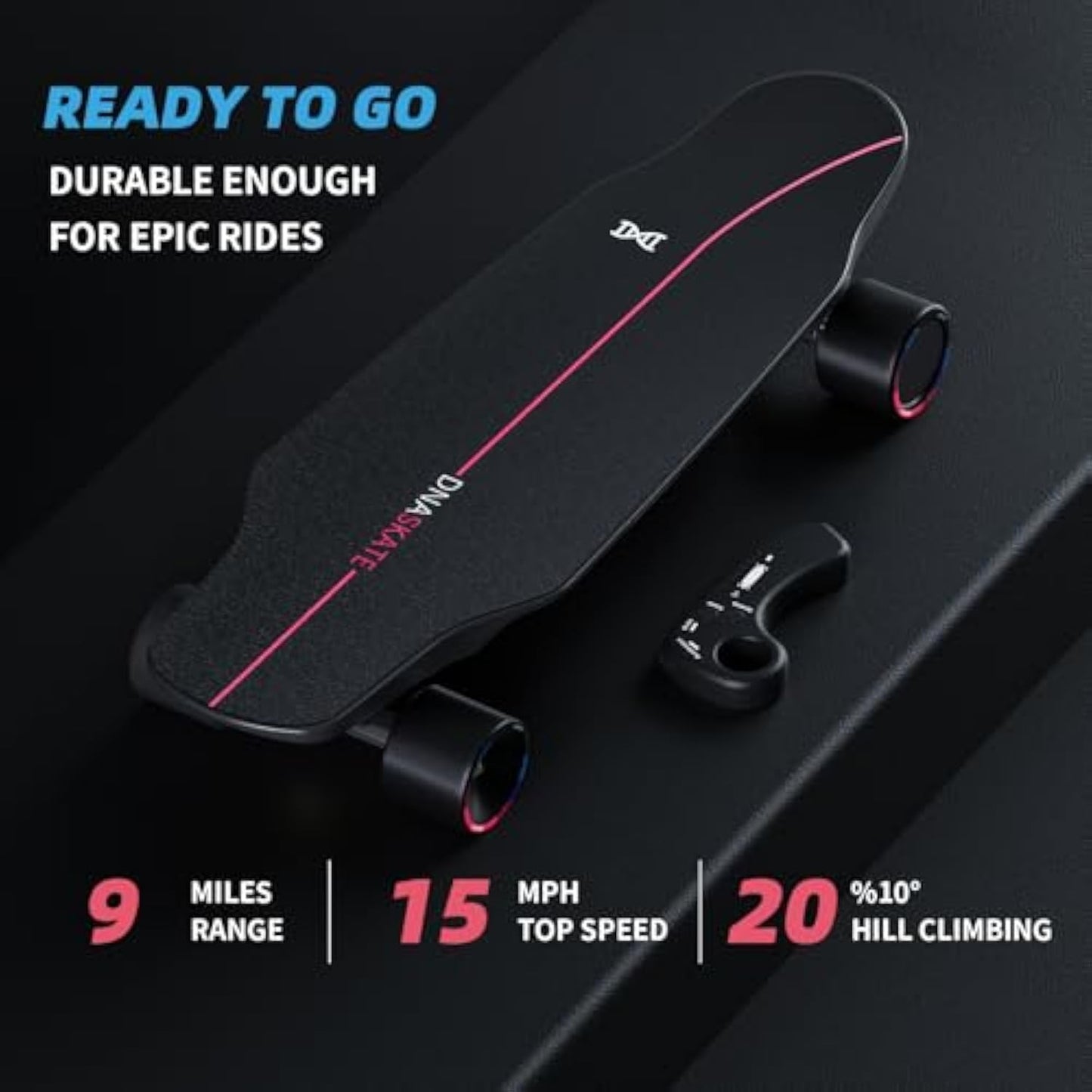 M8 Electric Skateboard with Remote, 15/22Mph Top Speed,9/15/Miles Range,400/800W Hub-Motor, Skateboard for Adults ＆Teens